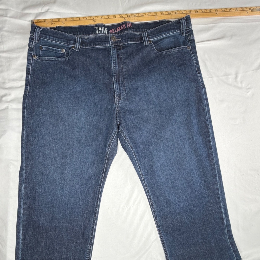 True Nation Womens Relaxed Fit Dark Wash Denim Jeans Size 48 Waist 28 Length
